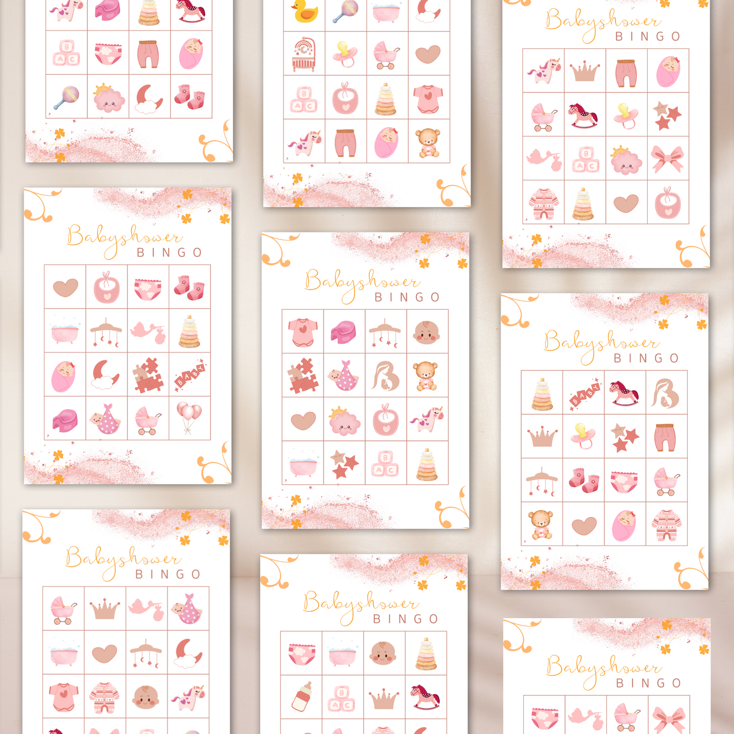 Babyshower bingo - lovely pink
