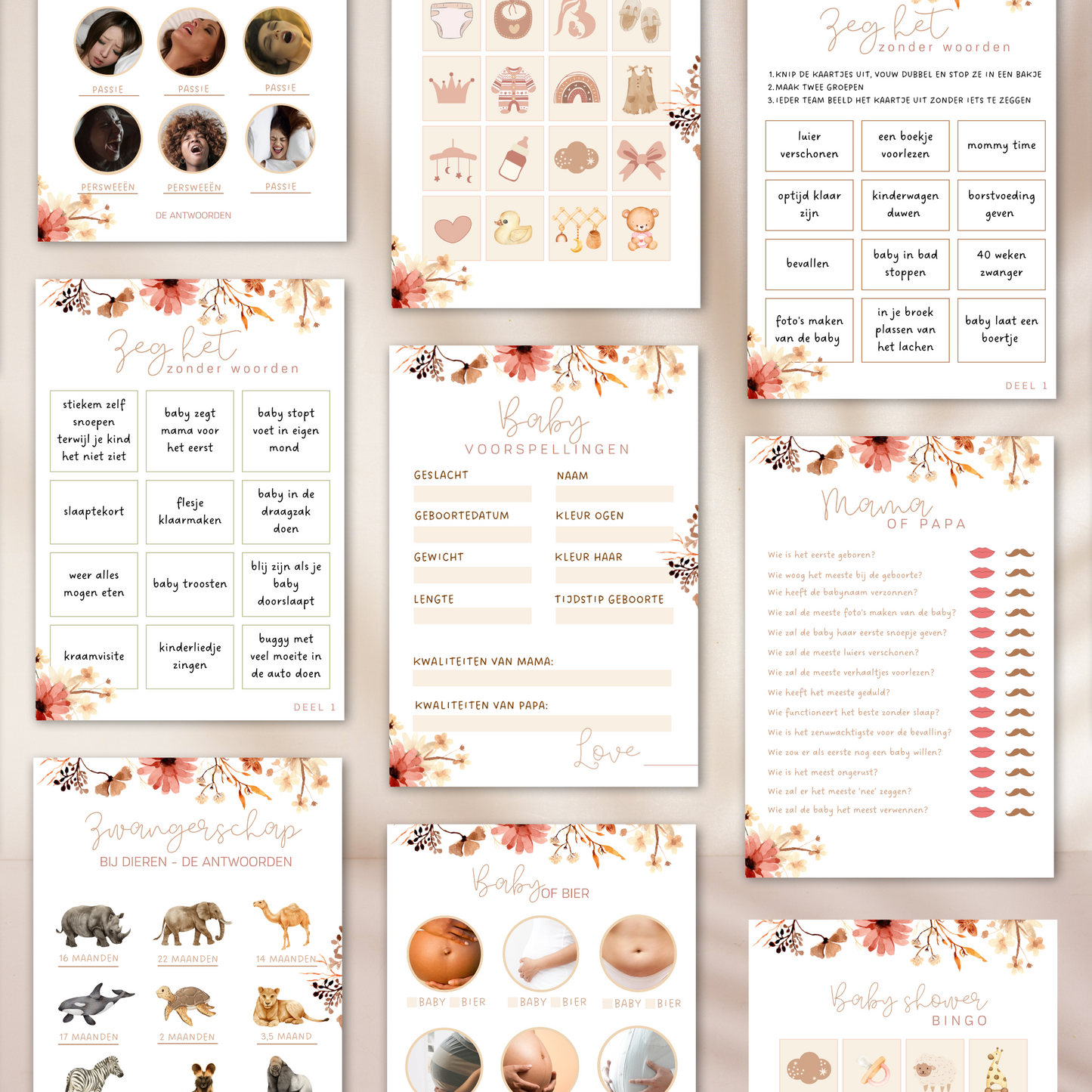 Babyshower spelletjes - flowers